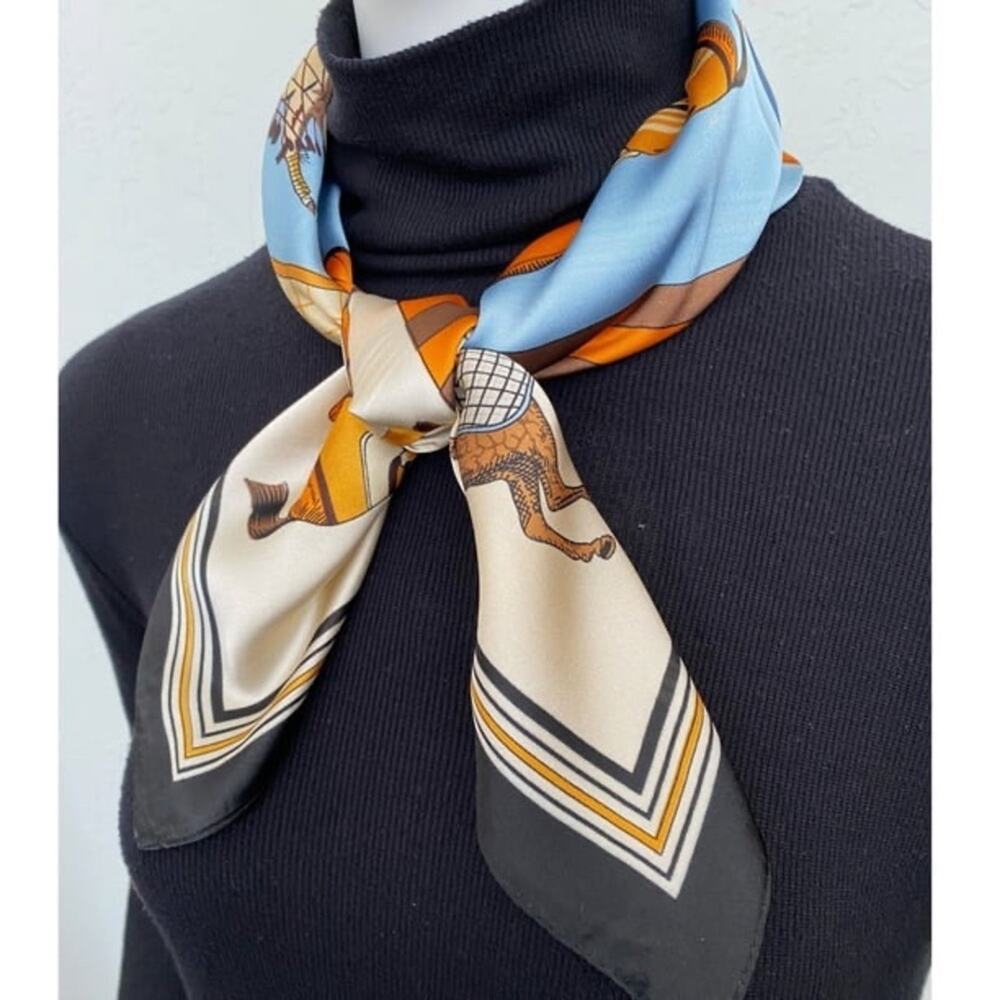 Luxury Inspired Horse Print Silk Satin Scarf - Picture 8 of 12